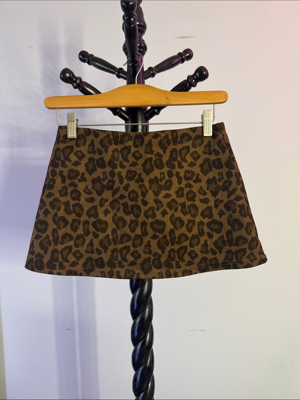 Brown Leopard Print Mini Skirt - Women's Animal Print Skirt